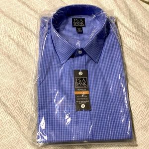 NWT Jos A Bank slim fit 17-36 blue white checkered dress shirt
